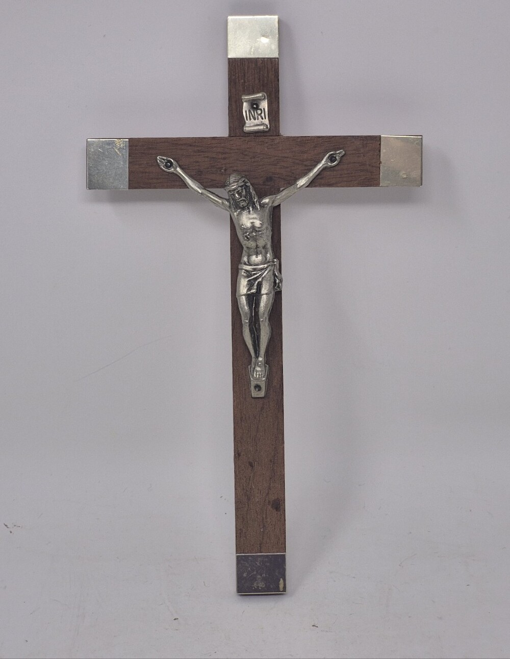 Vintage Wooden And Silver Toned Crucifix